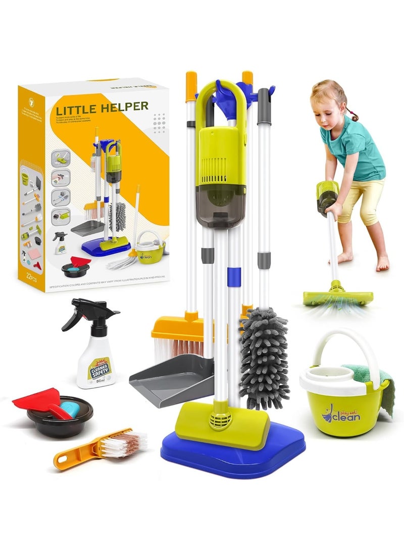 Paka Rabbit Kids Cleaning Set - 22Pcs Kids Cleaning Toy Set with 2-in-1 Kids Vacuum that Really Works, Pretend Home Cleaning Play Set for Age 3-7, Birthday Gift for Girls Boys - Image 1