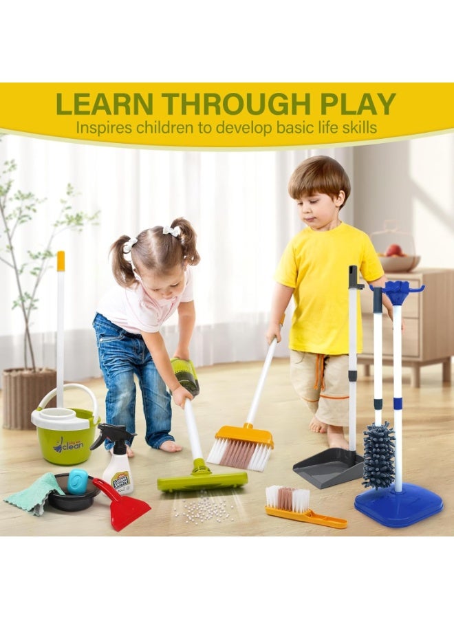Paka Rabbit Kids Cleaning Set - 22Pcs Kids Cleaning Toy Set with 2-in-1 Kids Vacuum that Really Works, Pretend Home Cleaning Play Set for Age 3-7, Birthday Gift for Girls Boys - Image 5