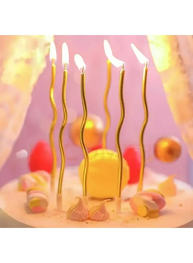 Kandid Decorative Birthday Candles for Celebrations, Anniversary, Wedding, Romantic Evening (CURLY LIGHT GOLD)) - Image 1