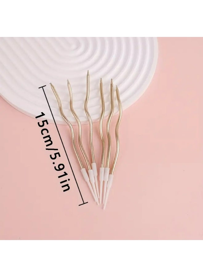 Kandid Decorative Birthday Candles for Celebrations, Anniversary, Wedding, Romantic Evening (CURLY LIGHT GOLD)) - Image 2