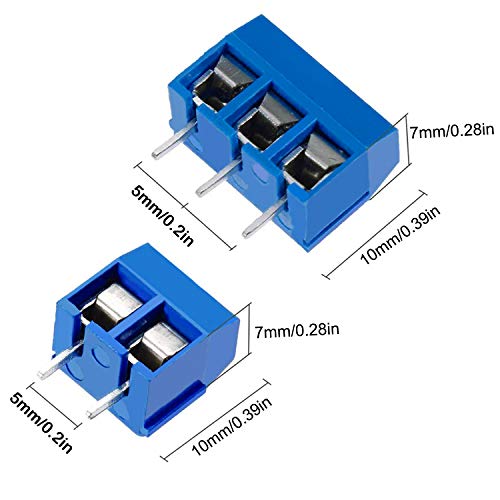 Tnisesm/70pcs 2 Pin & 3 Pin 5mm/0.2inch Pitch PCB Mount Screw Terminal Block Connector (Can be Spliced) TN-T03B - Image 3