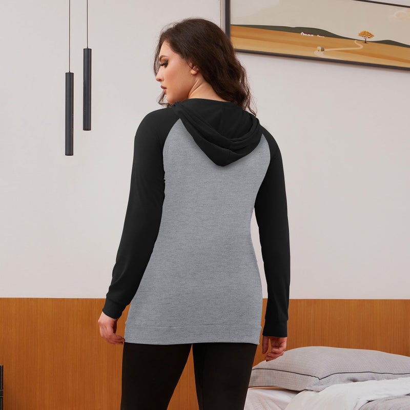 GINKANA Women's Maternity Nursing Shirts Top Long Sleeves Breastfeeding Maternity Tops Casual Clothes with Kangaroo Pocket - Image 4