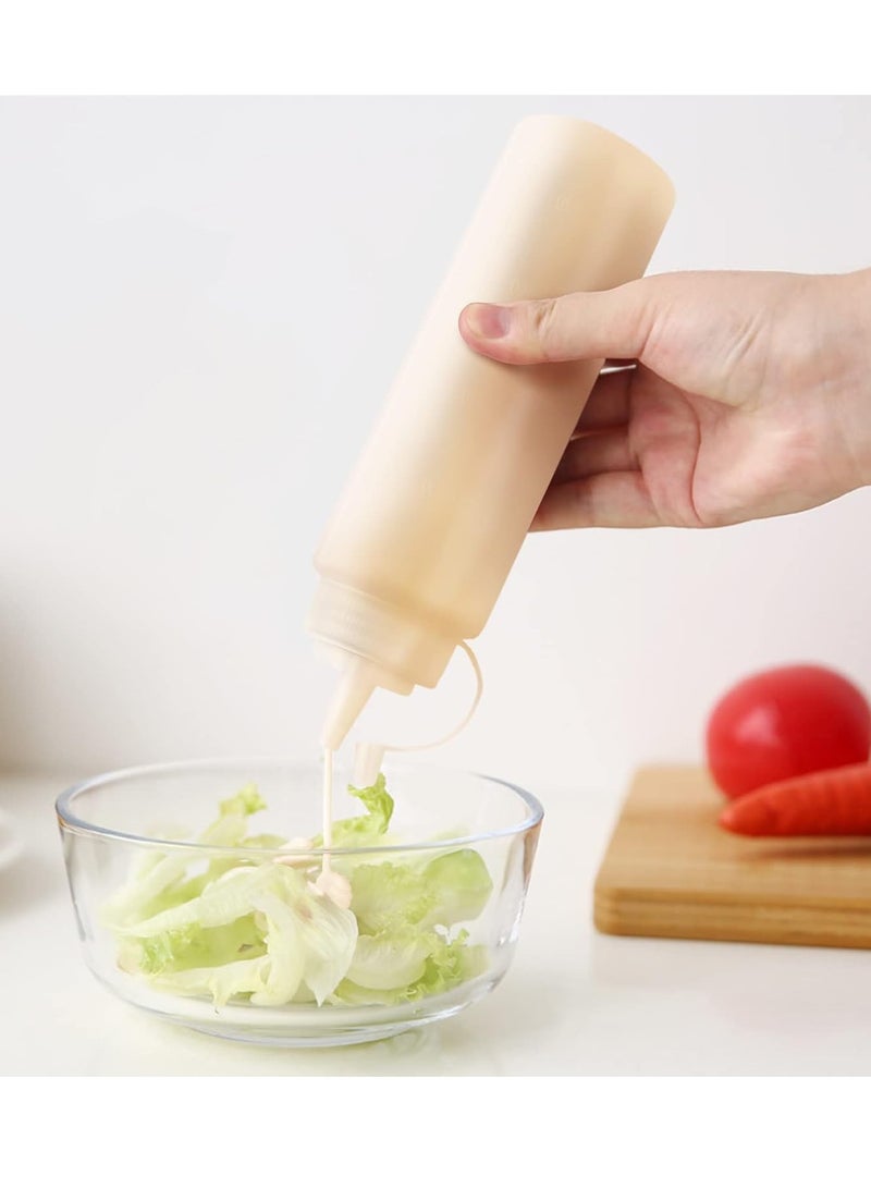 Mmmon 3Pcs Condiment Squeeze Bottles, 8 Oz Plastic Squeeze Squirt Bottles with Twist on Caps and Measurement, Container Dispenser for Ketchup Mustard BBQ Sauces Salad Dressings Olive Oil  - Image 3