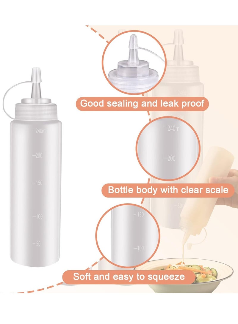 Mmmon 3Pcs Condiment Squeeze Bottles, 8 Oz Plastic Squeeze Squirt Bottles with Twist on Caps and Measurement, Container Dispenser for Ketchup Mustard BBQ Sauces Salad Dressings Olive Oil  - Image 4
