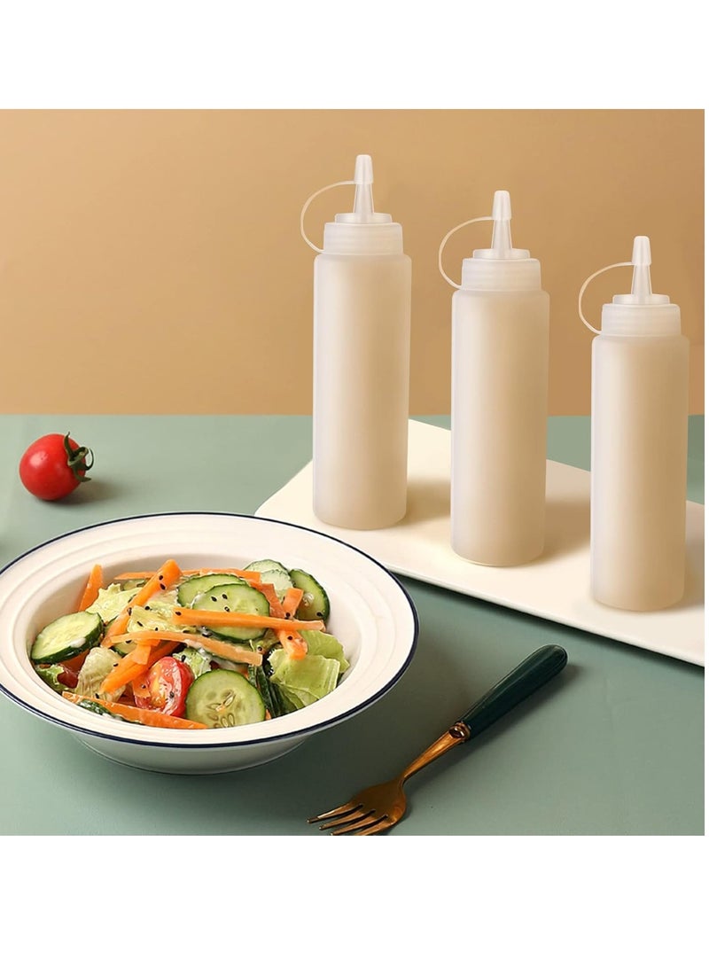 Mmmon 3Pcs Condiment Squeeze Bottles, 8 Oz Plastic Squeeze Squirt Bottles with Twist on Caps and Measurement, Container Dispenser for Ketchup Mustard BBQ Sauces Salad Dressings Olive Oil  - Image 5