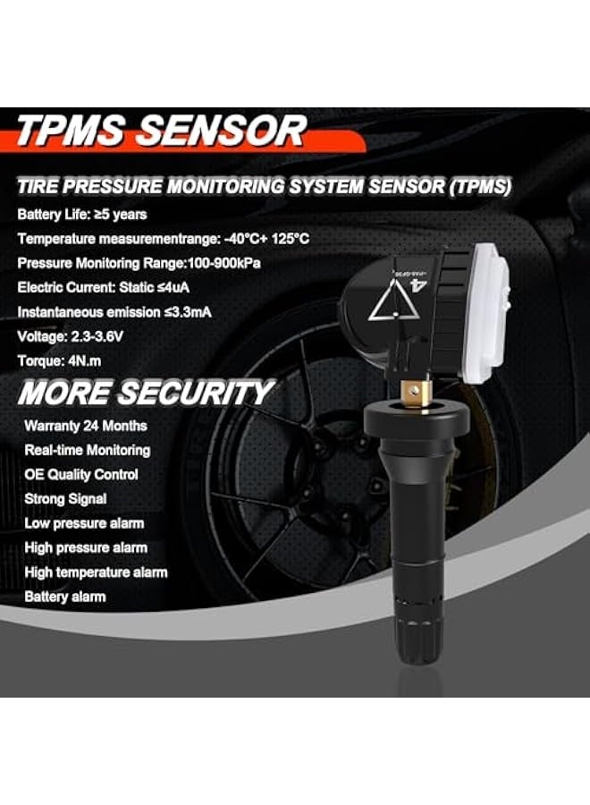 توبليو حساس TPMS، 433 ميجاهرتز نظام مراقبة ضغط الإطارات مبرمج مسبقًا متوافق مع شيفروليه / كاديلاك / بويك / جي إم سي أكاديا سييرا 2016-2018 يستبدل 13598773 13589601 4 عبوات - Image 2