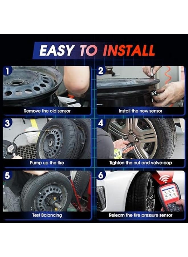 توبليو حساس TPMS، 433 ميجاهرتز نظام مراقبة ضغط الإطارات مبرمج مسبقًا متوافق مع شيفروليه / كاديلاك / بويك / جي إم سي أكاديا سييرا 2016-2018 يستبدل 13598773 13589601 4 عبوات - Image 5