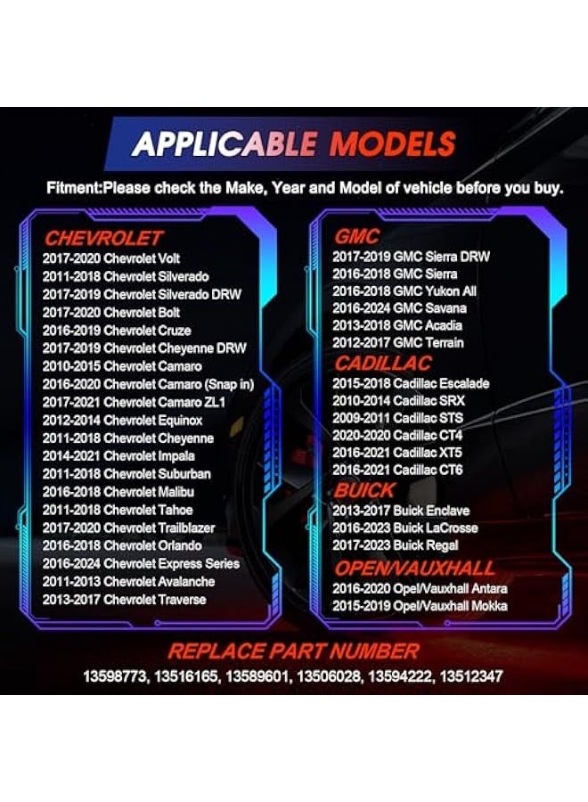 توبليو حساس TPMS، 433 ميجاهرتز نظام مراقبة ضغط الإطارات مبرمج مسبقًا متوافق مع شيفروليه / كاديلاك / بويك / جي إم سي أكاديا سييرا 2016-2018 يستبدل 13598773 13589601 4 عبوات - Image 4