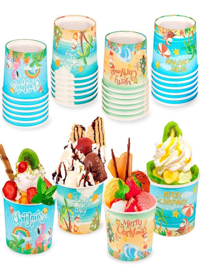 HOWAF أكواب هوانغ 24 قطعة للاحتفال بعيد الميلاد، أكواب آيس كريم سانتا الاستوائية، أطباق ورقية للوجبات الخفيفة لتزيين حفلات الشاطئ الصيفية، لوازم حفلات ذات طابع يوليو - Image 1