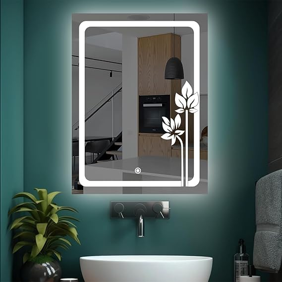TINITALO Quality Glass Rectangular LED Mirror for Bathroon with Back Light Imported Touch Sensor + Dimmer + White Light + Coold Day Light + Warm Light Total 3 Light Brightness AdjustableLED 297 - Image 2