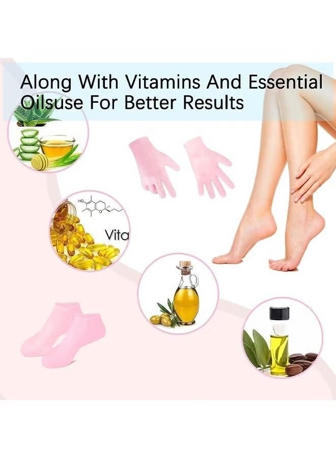 Generic 2 Pairs Smooth, Moisturizing Socks Set Gel Spa Gloves Skin Care Socks, for Moisturize Soften Repairing Hands Feet Callus Remover, Foot Anti-ing Protector Foot Care Tool for Women Men Dry ed Foot Skin  - Image 4