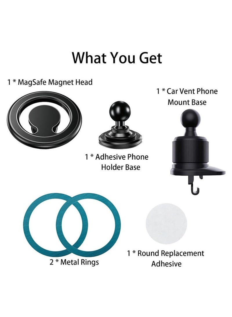 Arabest Magsafe Car Holder, Car Phone Magnet Air Vent Magnetic Car Mobile Holder Rotatable Car Mount Fit  - Image 5