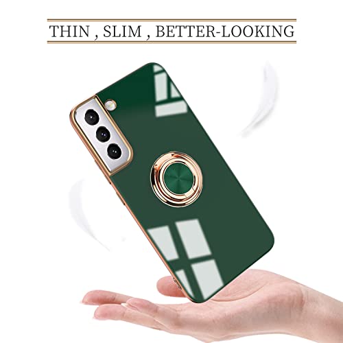 Tnarru Compatible for Samsung Galaxy S22 Plus Case with Ring Holder Kickstand with Magnetic Soft TPU Shockproof Electroplated Protective Phone Case for Galaxy S22 5G Green - Image 3