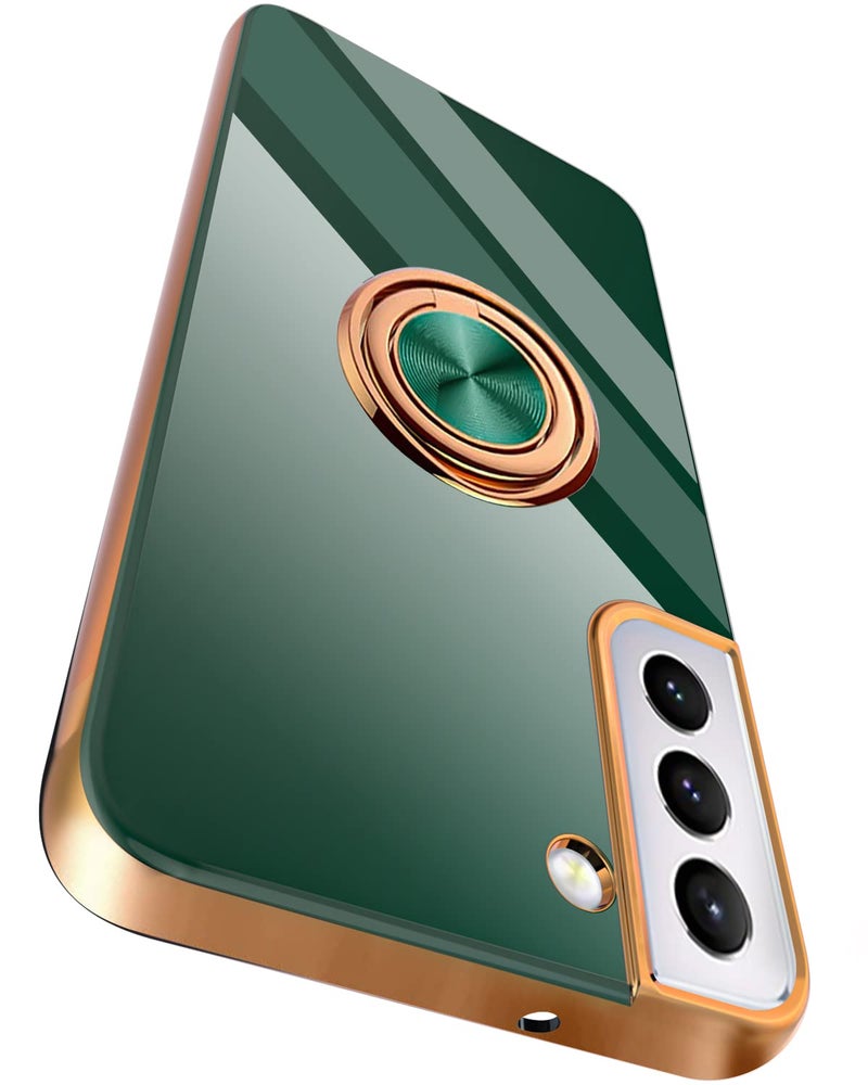 Tnarru Compatible for Samsung Galaxy S22 Plus Case with Ring Holder Kickstand with Magnetic Soft TPU Shockproof Electroplated Protective Phone Case for Galaxy S22 5G Green - Image 2