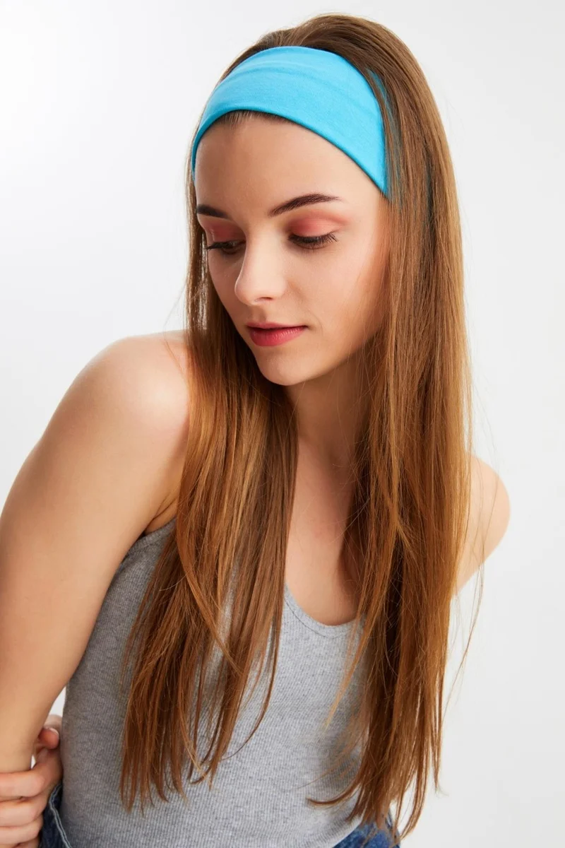 بوتيكجيز Aqua Women's Cotton Combed Comb, Non-Slip, Sweatproof, Ultra Light, Sports Hair Band Bandana
