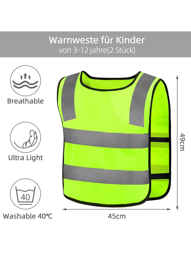Safety Vest Children, 2pcs Reflector Vest In Safety Vest Bicycle Child From (312 Years) Vest Neon Yellow Reflective for Better Visibility In Traffic - Image 3