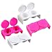lasenersm 4 Pieces Plastic Double Dappen Dish Plastics Nail Art Tools Bowl Cup Soaking Dappen Dish with Lid for Mixing Acrylic Powder Liquid Nail Art Manicures Products, White and Rose-Red - Image 2