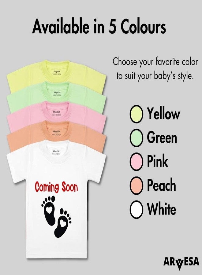ARVESA Coming Soon TS-1622 Pregnancy Announcement Baby Tshirt for Kids Boys & Girls Half Sleeves Round Neck Clothes Tshirt for Kids Boys 1 Months to 6 Years Dress - Image 4