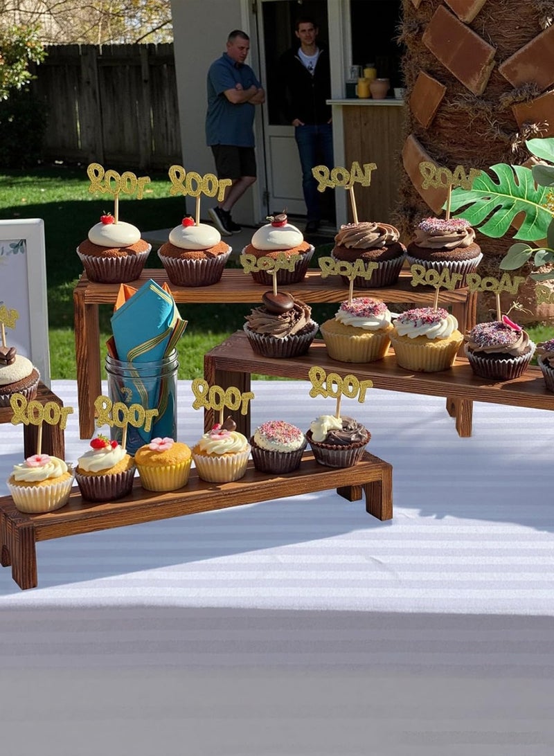 LOOPITYS display stand 4-Layer, Large Wooden Tiered Riser Stand for Vendor Booth Events, Stackable Cupcake & Dessert Display, Farmhouse Decor Table Set, Food Display Items for Party (12-11.2-10.4-9.6IN) - Image 5