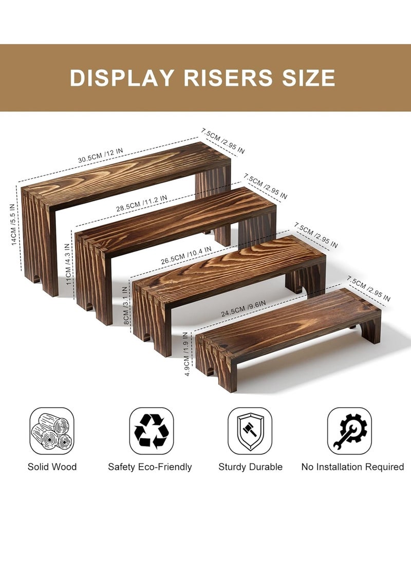 LOOPITYS display stand 4-Layer, Large Wooden Tiered Riser Stand for Vendor Booth Events, Stackable Cupcake & Dessert Display, Farmhouse Decor Table Set, Food Display Items for Party (12-11.2-10.4-9.6IN) - Image 4