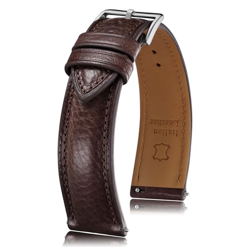 Getalia Italian leather Watch Band Tuscany Natural Vegetable-Tanned Full Grain Genuine Leather, Skin-Safe, Quick Release Replacement Watch Straps for Men and Women Thick and Soft (Coffee Width-18mm) - Image 1