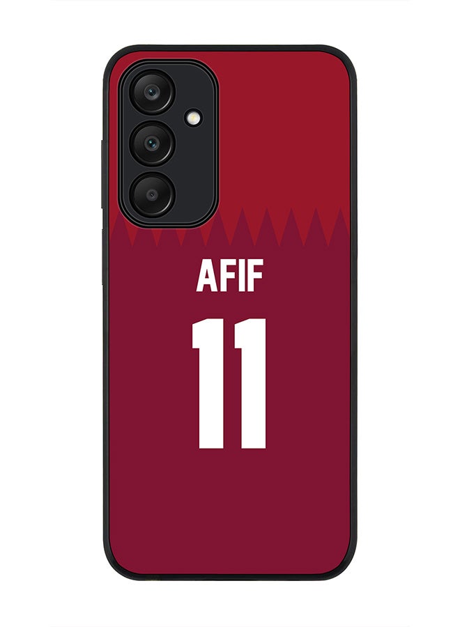 Stylizedd Rugged Black edge case for Samsung Galaxy A25, Slim fit Soft Case Flexible Thin Cover- Football Team-Qatar, Player Name-Afif - Image 1
