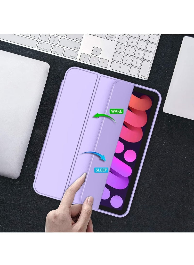 ELTRAZONE iPad Mini 7 Case 2024 – A17 Pro 8.3-Inch 7th Generation Case with Pencil Holder, Trifold Stand, and Soft TPU Back, Purple - Image 4