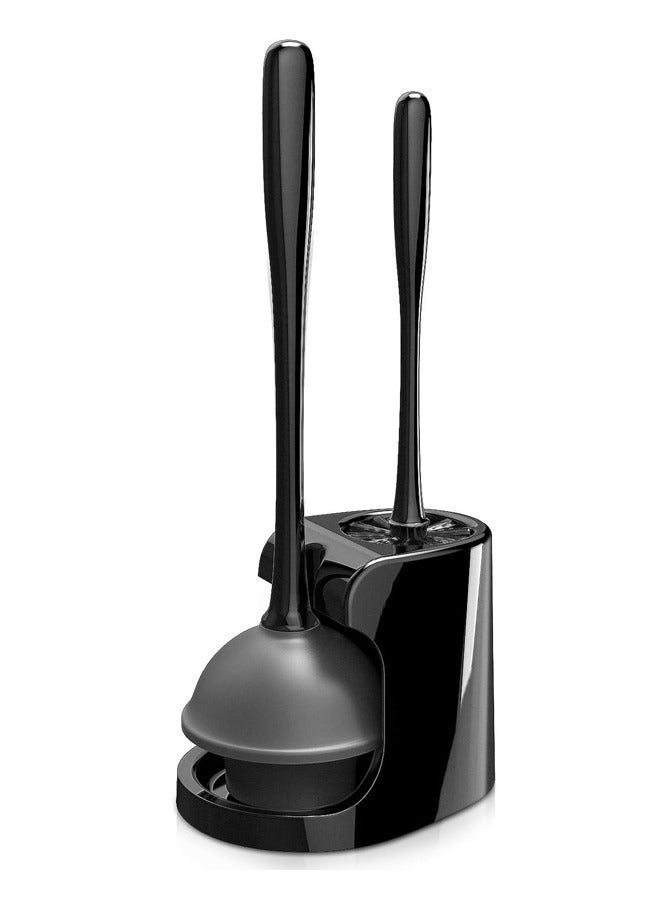 Silicone Toilet Brush and Plunger Set, Bathroom Cleaning,Black, 1 Set - Image 1