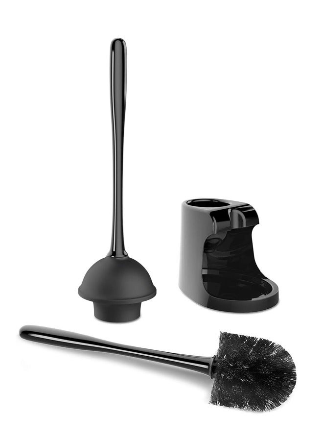 Silicone Toilet Brush and Plunger Set, Bathroom Cleaning,Black, 1 Set - Image 3