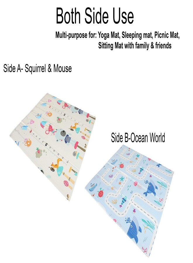 Vic Kid® Baby Play Mat/Foldable Crawling Mat/Large Size/Thick Foam/Double Sides Multi-Purpose Water Proof. (5.8 X 5.15Ft,0.8cm Thickness) (SideA- Squirrel & Mouse + Side B-Ocean World)… - Image 3