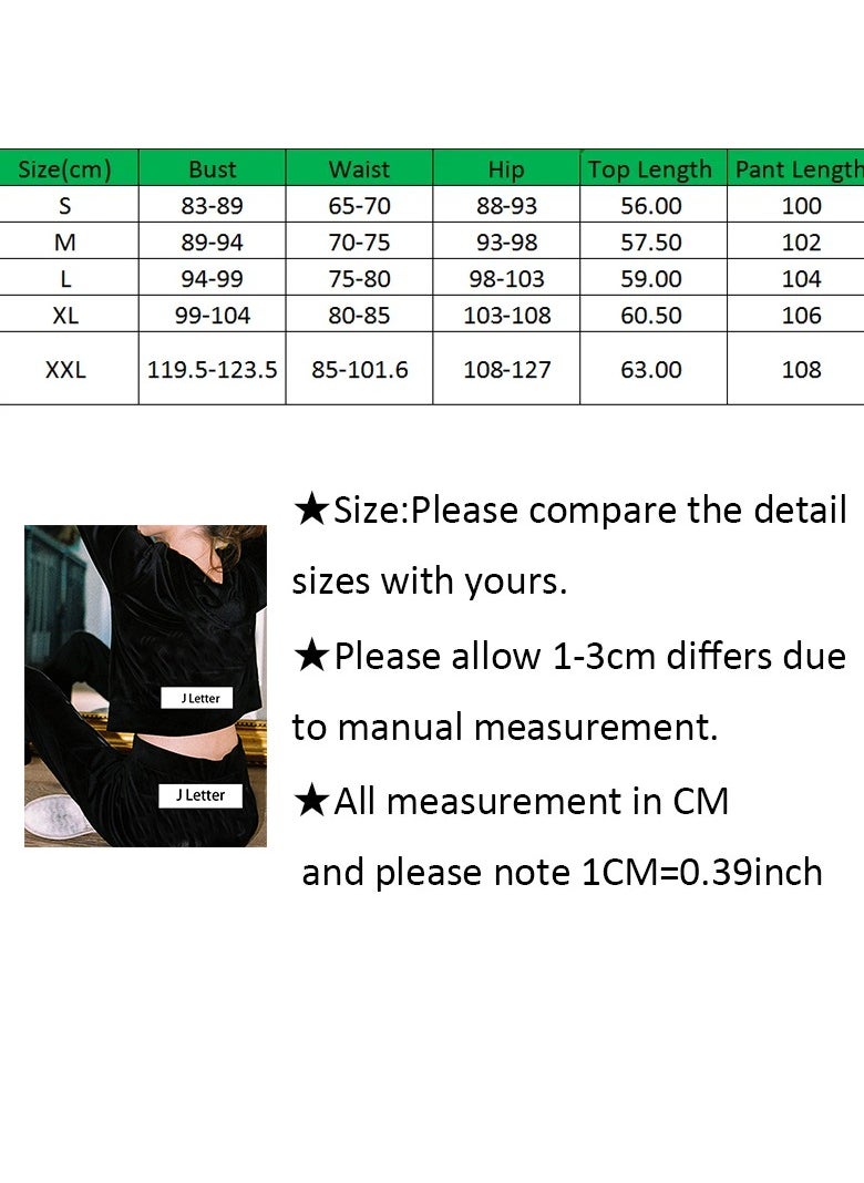 Generic - Velvet Full Tracksuit Sweatsuit Zipper Hoodie and Drawstring Pant Sets Two Piece Set Sweatshirt for Women Jogger Suit - Image 1