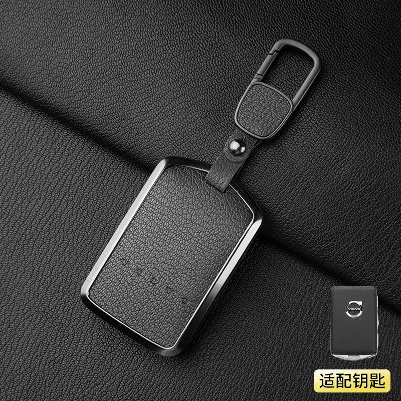 Volvo Premium Leather Key Case for Volvo XC60, S90, S60, XC90, XC40, V40 - High-End Design with Aluminum Alloy - Image 1