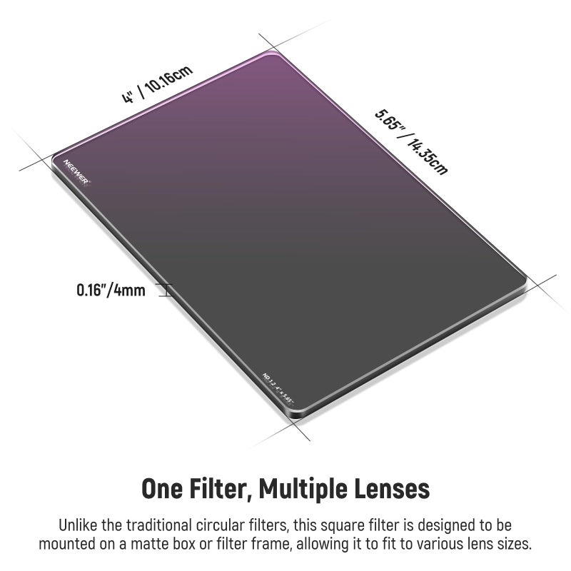 NEEWER ND1.2(4 Stops) Square ND Filter, 4"x5.65" Cinema Neutral Density Filter Compatible with Tilta Compatible with SmallRig Matte Box, Slim Multi Coated HD Optical Glass/6.25% Light Transmittance - Image 5