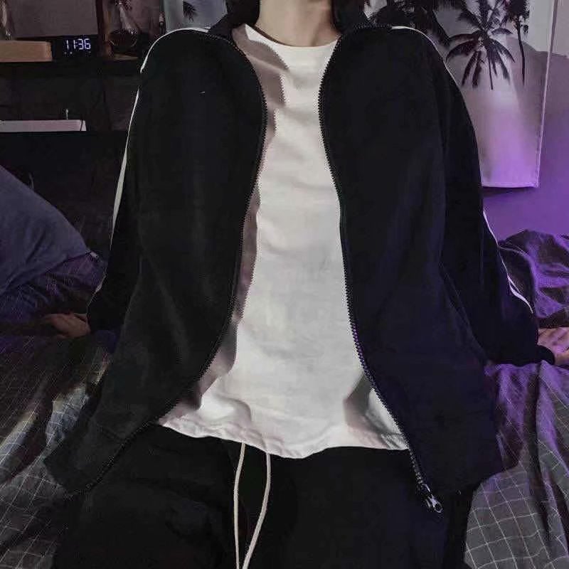 Sports Baseball uniform spring and summer new three bars coat female Korean thin jacket student black female loose bf fashion White - Image 4