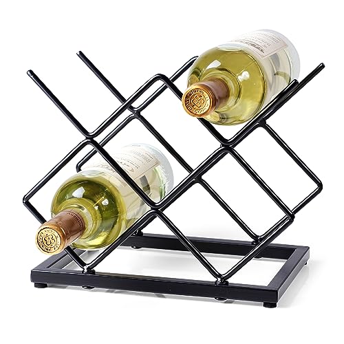 Drincarier Countertop Wine Rack  5 Bottle Freestanding Modern Gold Metal Small Wine Rack  Tabletop Wine Holder Stand for Cabinet Pantry Wine Bottle Storage