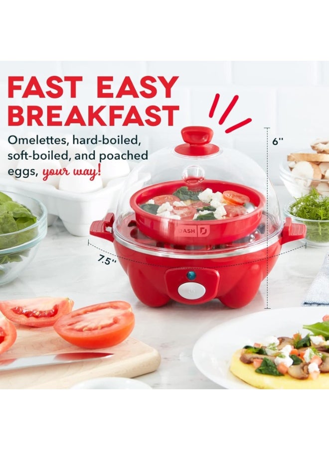 Dash Dash Rapid Egg Cooker: 6 Egg Capacity Electric Egg Cooker for Hard Boiled Eggs, Poached Eggs, Scrambled Eggs, or Omelets with Auto Shut Off Feature, Red  - Image 2