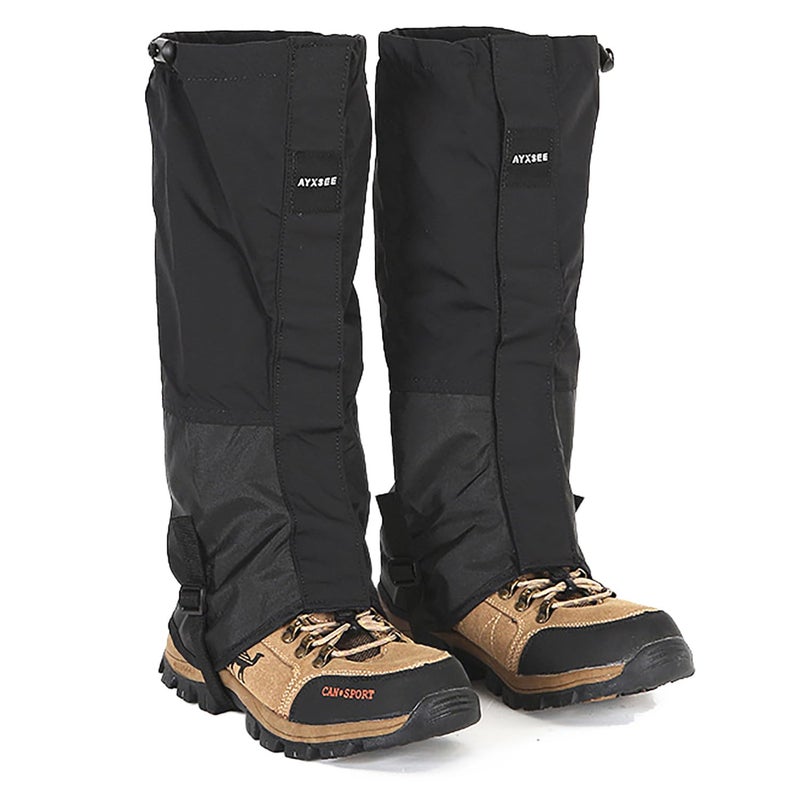 Wind Tour Winter Snow Gaiters for Hiking - Waterproof Ankle Covers for Snow Trekking, Skiing - Universal Fit Men Women (Black) - Image 1