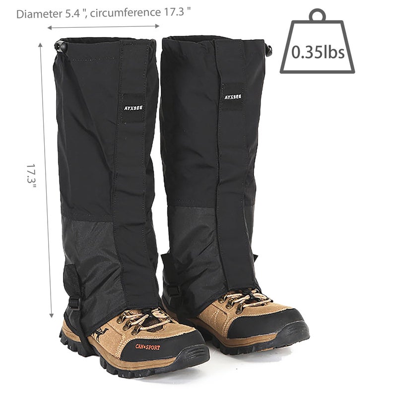 Wind Tour Winter Snow Gaiters for Hiking - Waterproof Ankle Covers for Snow Trekking, Skiing - Universal Fit Men Women (Black) - Image 2