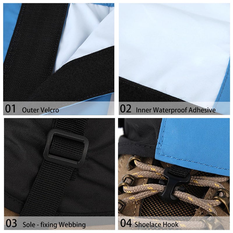 Wind Tour Winter Snow Gaiters for Hiking - Waterproof Ankle Covers for Snow Trekking, Skiing - Universal Fit Men Women (Black) - Image 4