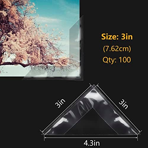 Lineco Self-Adhesive Acid-Free Archival Polypropylene Mounting Photo Corners, Full View, 3 inches, Used for Scrapbook, DIY and Displaying Pictures, Package of 100, Clear - Image 5