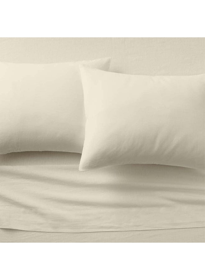 Way Fair مجموعة ملاءات واي فير 4 قطع 42" x 80" لون عاجي سادة - 100% قطن مصري، 600 خيط، ملاءات سرير تبريد، عمق جيب 15 بوصة للملاءة المفروشة، مجموعة ملاءات سرير قطنية بحجم 42x80 - Image 5