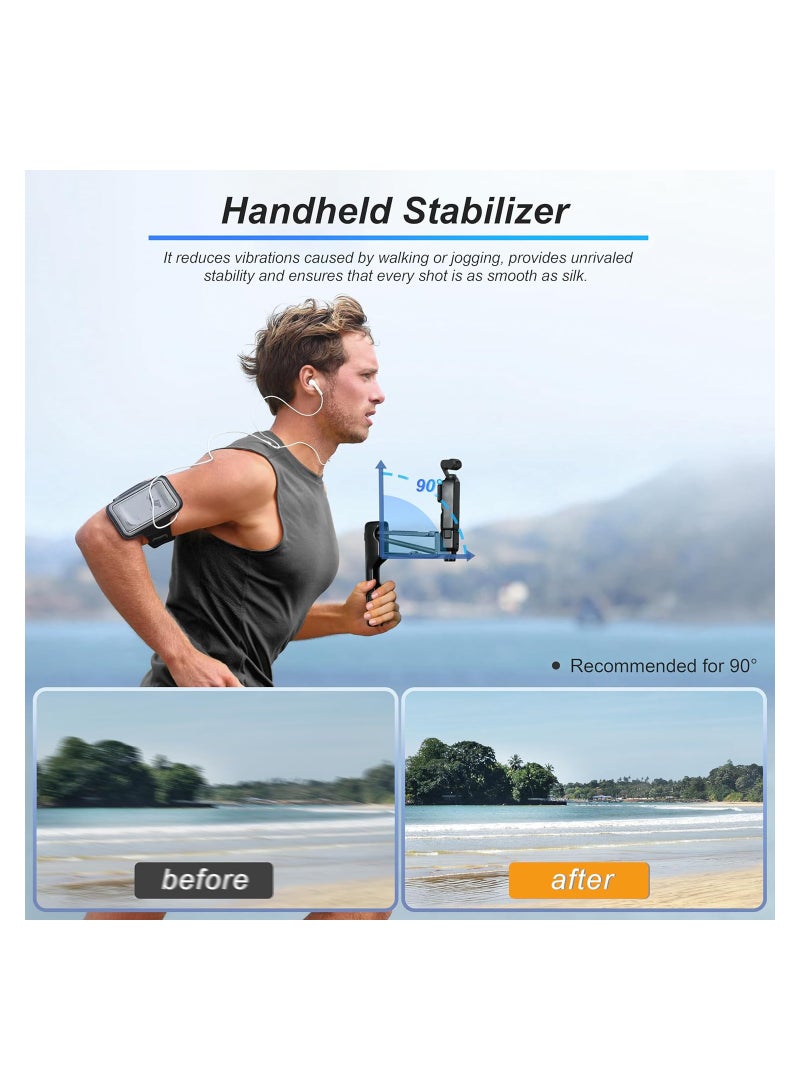 SOLARAE حافظة واقية لمثبت يدوي OSMO Pocket 3، مقبض قبضة مضاد للاهتزاز Z-Axis صغير، تخزين ملحقات مجموعة المبدع DJI Osmo Pocket 3 لتصوير الفيديو المباشر والتدوين بالفيديو - Image 2