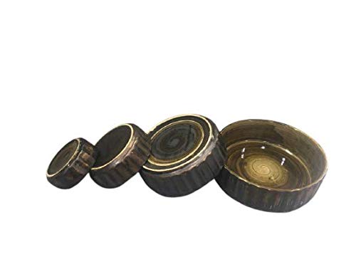 Caffeine Ceramic Handmade Wood Brown Serving Bowl (Set of 4) - Image 2