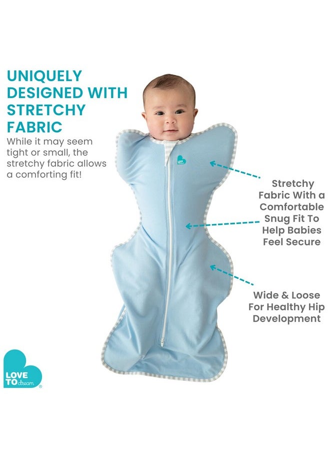 لاف تو دريم بطانية Love to Dream Swaddle UP الدافئة 2.5 TOG، قبعات بيضاء سعيدة، صغيرة، من 8 إلى 13 رطلاً، نوم أفضل بشكل كبير، تسمح للطفل بالنوم في وضعية رفع الذراعين المفضلة لتهدئة نفسه، ملاءمة محكمة تهدئ من ردود الفعل المفاجئة  - Image 5