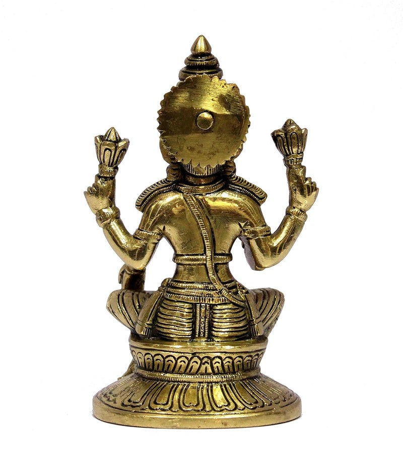 ESPLANADE Brass Laxmi Lakshmi Goddess Murti Idol Statue Figurine Sculpture Pooja Idols Home Decor Golden 675 Inches - Image 4