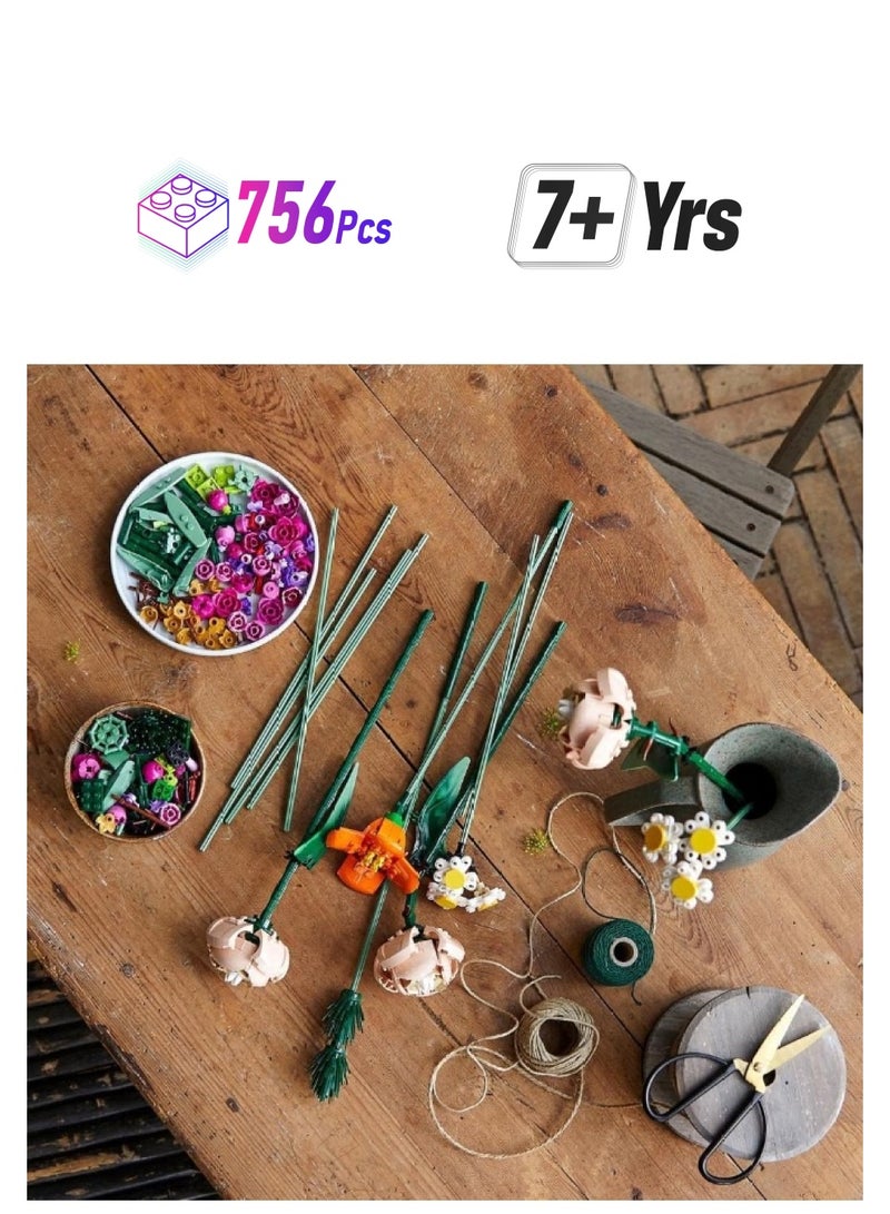 LEGO Icons Flower Bouquet 10280 Building Blocks Gift Toy Set; Flowers Botanical Collection (756 Pieces) - Image 1