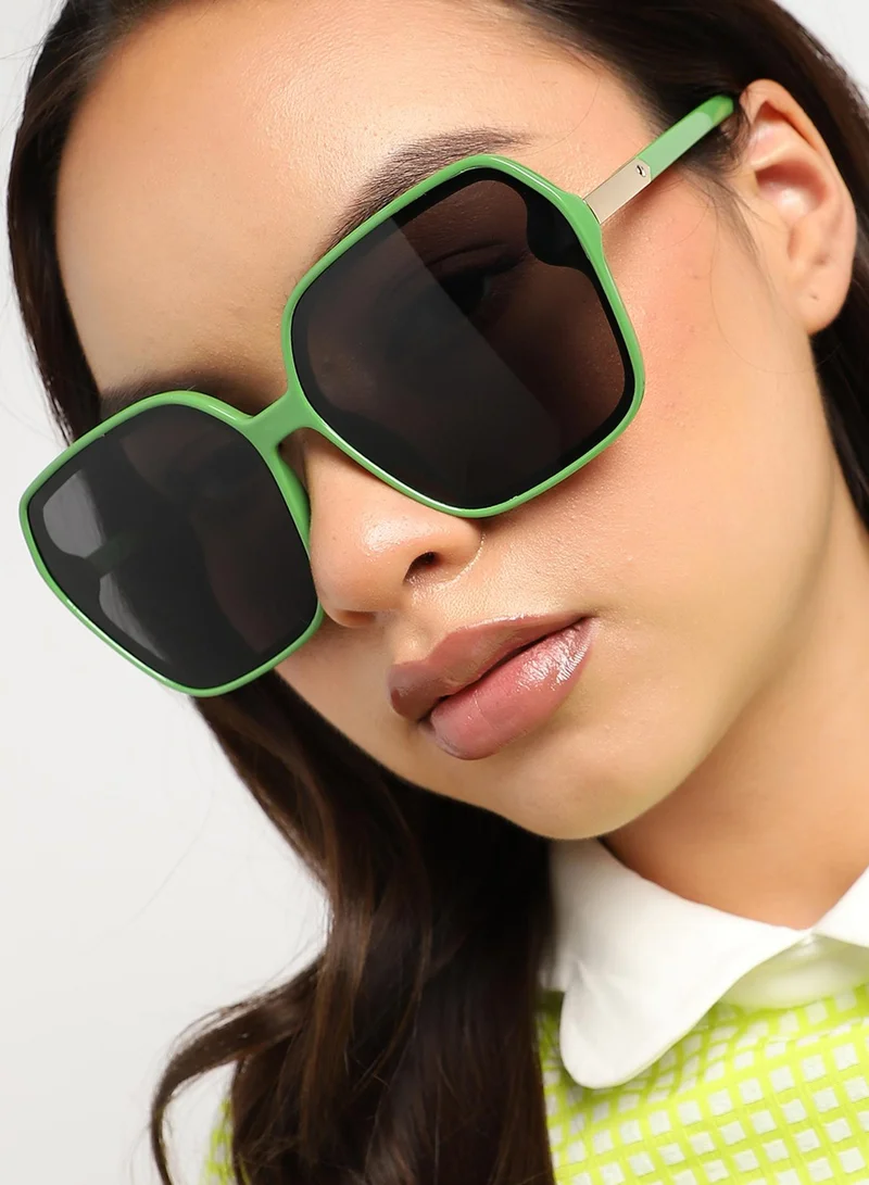 صوص هاوت Tinted Lens Green Frame Oversized Sunglass