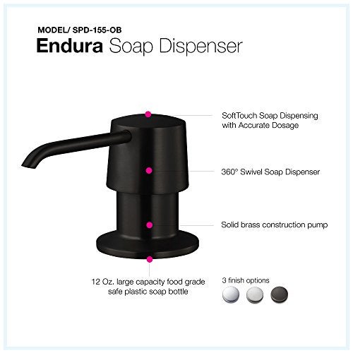 Houzer SPD-155-OB - Endura Soap Dispenser, Oil-Rubbed Bronze Kitchen Sink Accessory for Dish or Hand Soap, Stylish Dispenser for Home Improvement & Bathroom Use - Image 4