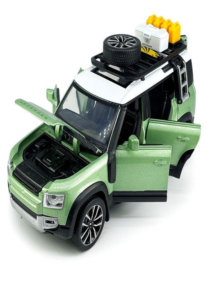 PEZYOX Die-Cast Zinc Alloy 1:24 Scale Defender Camping【Large】 with 6 Openable Doors,Lights & Music. (Green) - Image 1