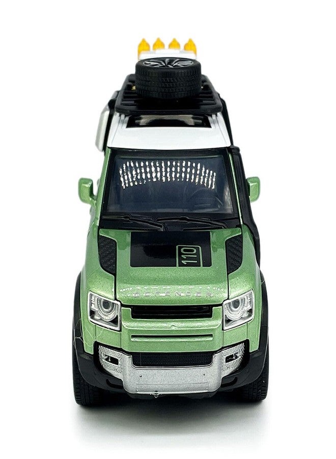 PEZYOX Die-Cast Zinc Alloy 1:24 Scale Defender Camping【Large】 with 6 Openable Doors,Lights & Music. (Green) - Image 5